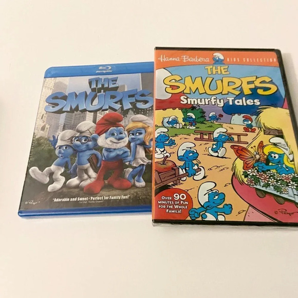 The Smurfs Blu Ray DVD and The  Smurfy Tales Hanna Barbera DVD New Sealed - Picture 1 of 10